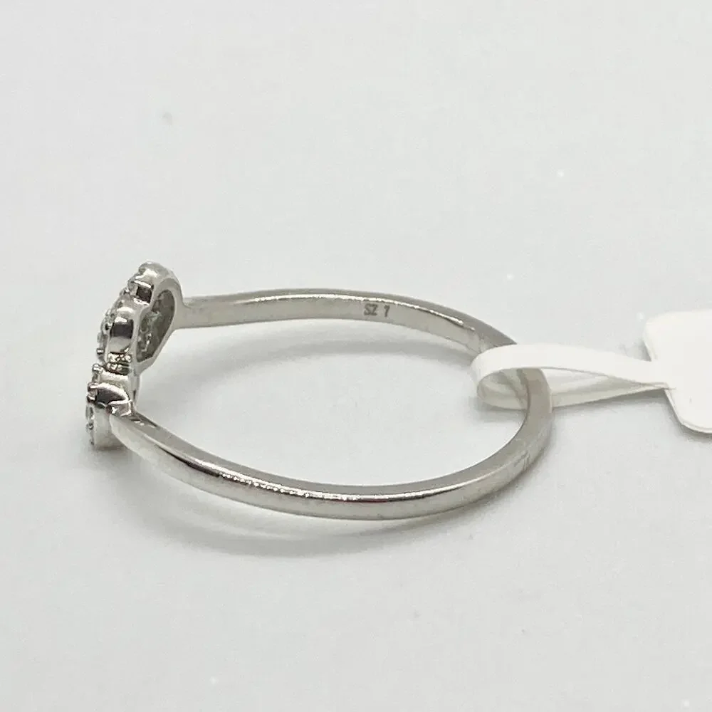 Size 7 Double Heart CZ 925 Ring
